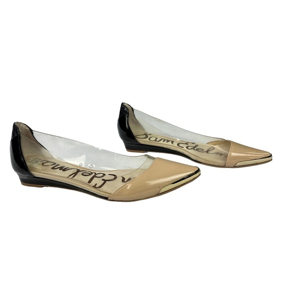 Sam Edelman Isabella Flats Womens Clear‎ Beige & Black Pointed Toe Size 6 - Picture 2 of 9